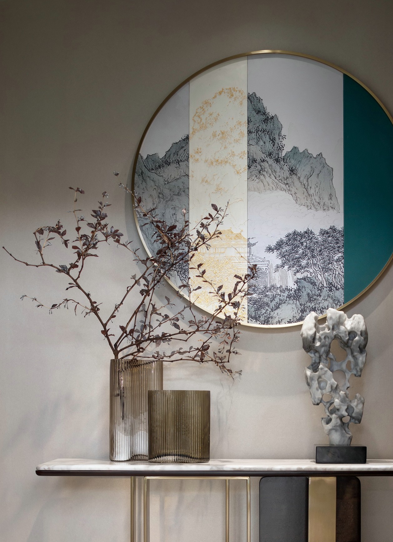 新中式風格室內(nèi)家裝案例效果圖-玄關(guān) 新中式風格室內(nèi)家裝案例效果圖-玄關(guān)