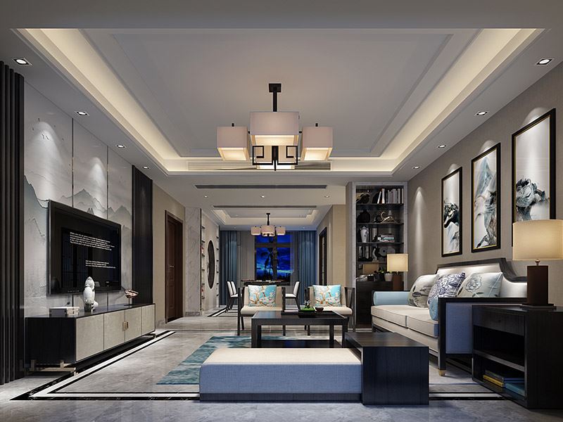 泰州市晨陽(yáng)社區(qū)新中式風(fēng)格三居室裝修案例