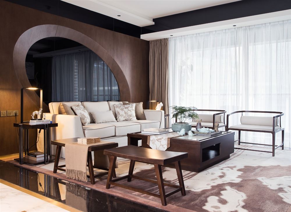 佛山市融創(chuàng)半島壹號(hào)新中式風(fēng)格四居室裝修案例