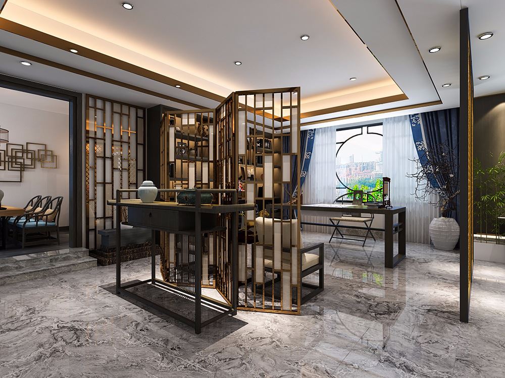 佛山市廣佛新世界花園洋房新中式風格別墅裝修案例