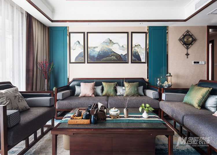 佛山市中交·瀧灣云城新中式風格三居室裝修案例
