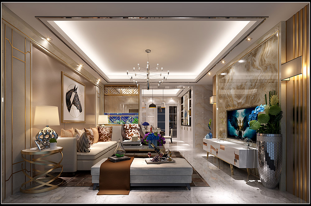 輕奢風(fēng)格室內(nèi)裝修效果圖-福臨門四居255平米-客廳 輕奢風(fēng)格室內(nèi)裝修效果圖-福臨門四居255平米-客廳