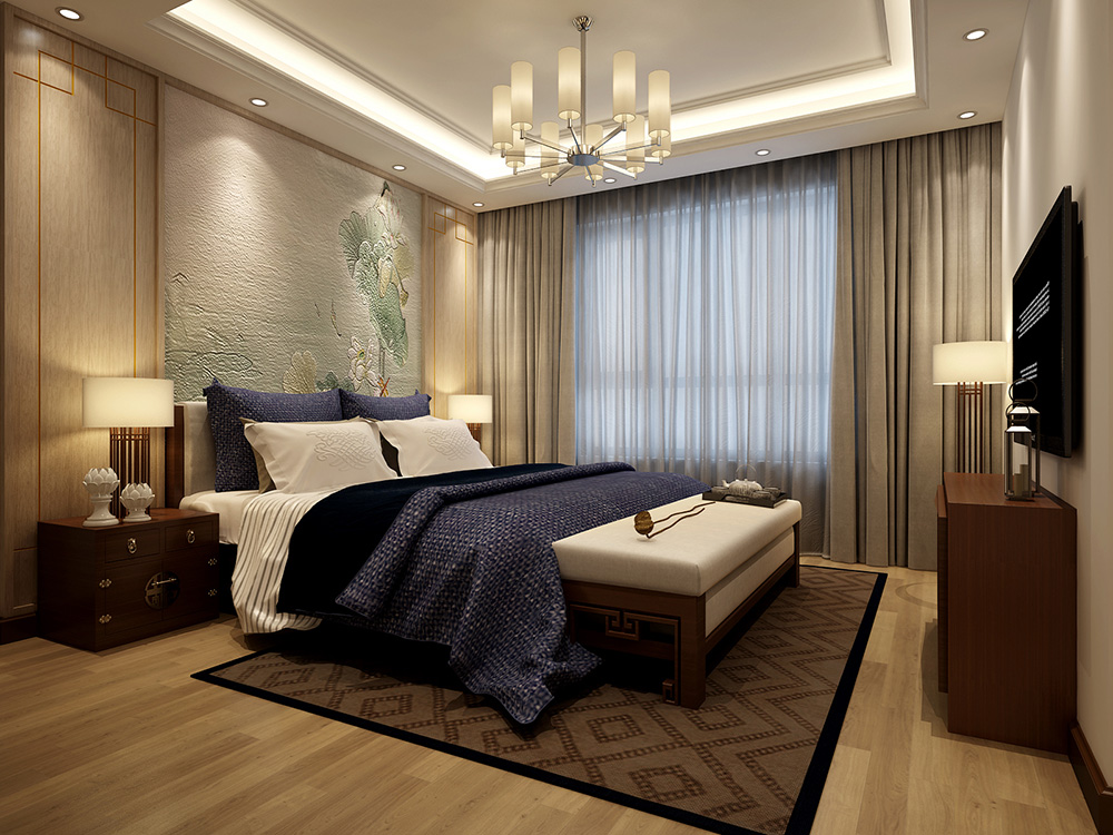 裝修公司新中式風格別墅裝修效果圖-次臥 裝修公司新中式風格別墅裝修效果圖-次臥