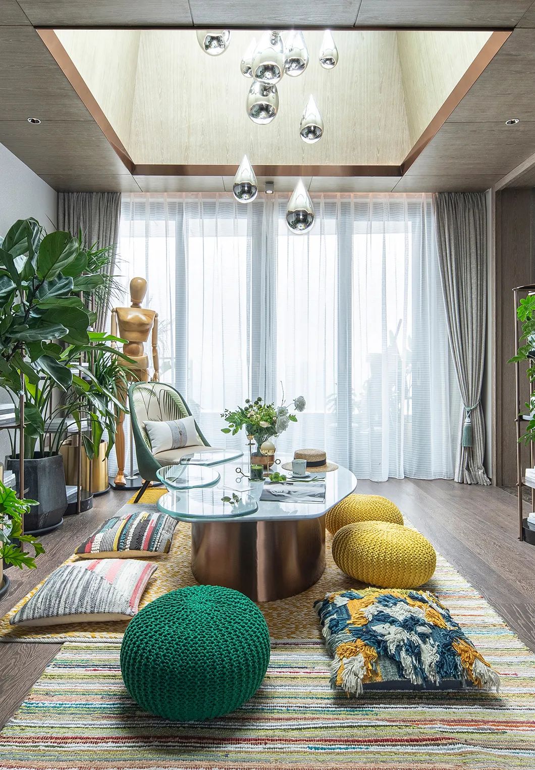 裝修案例新中式風格復式裝修效果圖-茶幾 裝修案例新中式風格復式裝修效果圖-茶幾