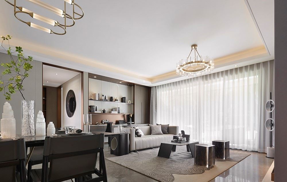 江門市萬科翡翠中央輕奢風格三居室裝修案例