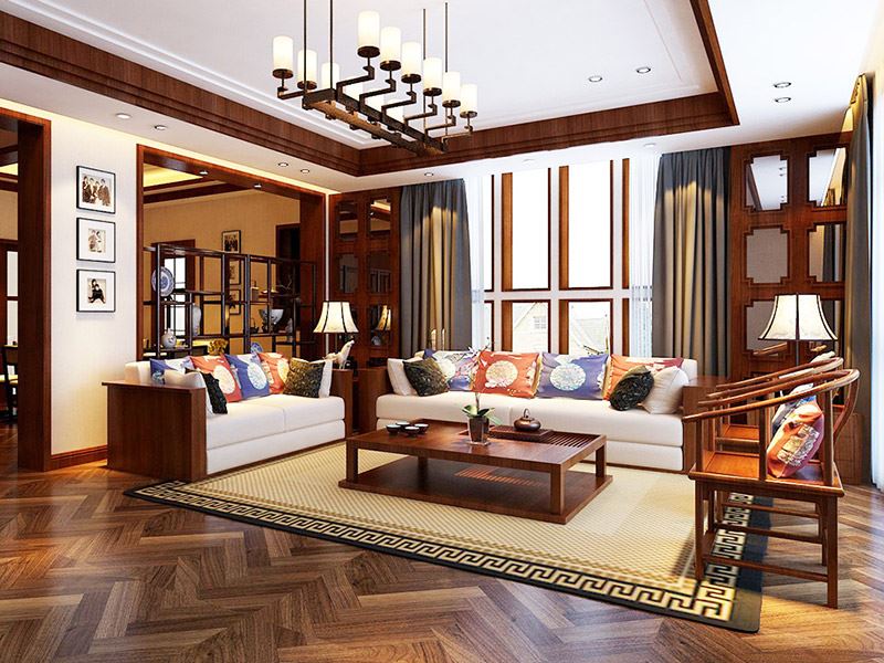 佛山市卓越蔚藍(lán)星宸新中式風(fēng)格四居室裝修案例