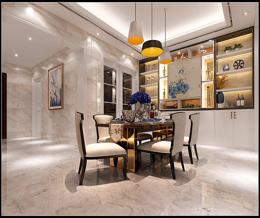 輕奢風(fēng)格室內(nèi)裝修效果圖-福臨門四居255平米-餐廳 輕奢風(fēng)格室內(nèi)裝修效果圖-福臨門四居255平米-餐廳