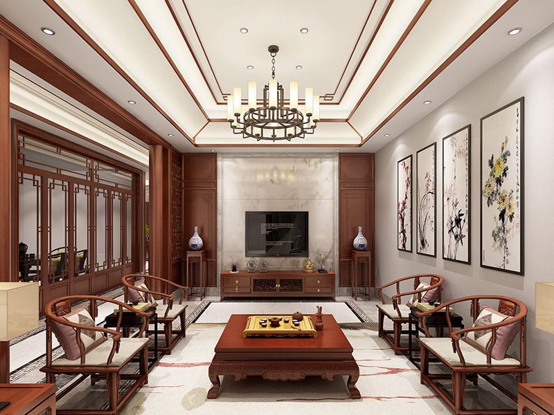 常州市花園新村新中式風(fēng)格別墅裝修案例