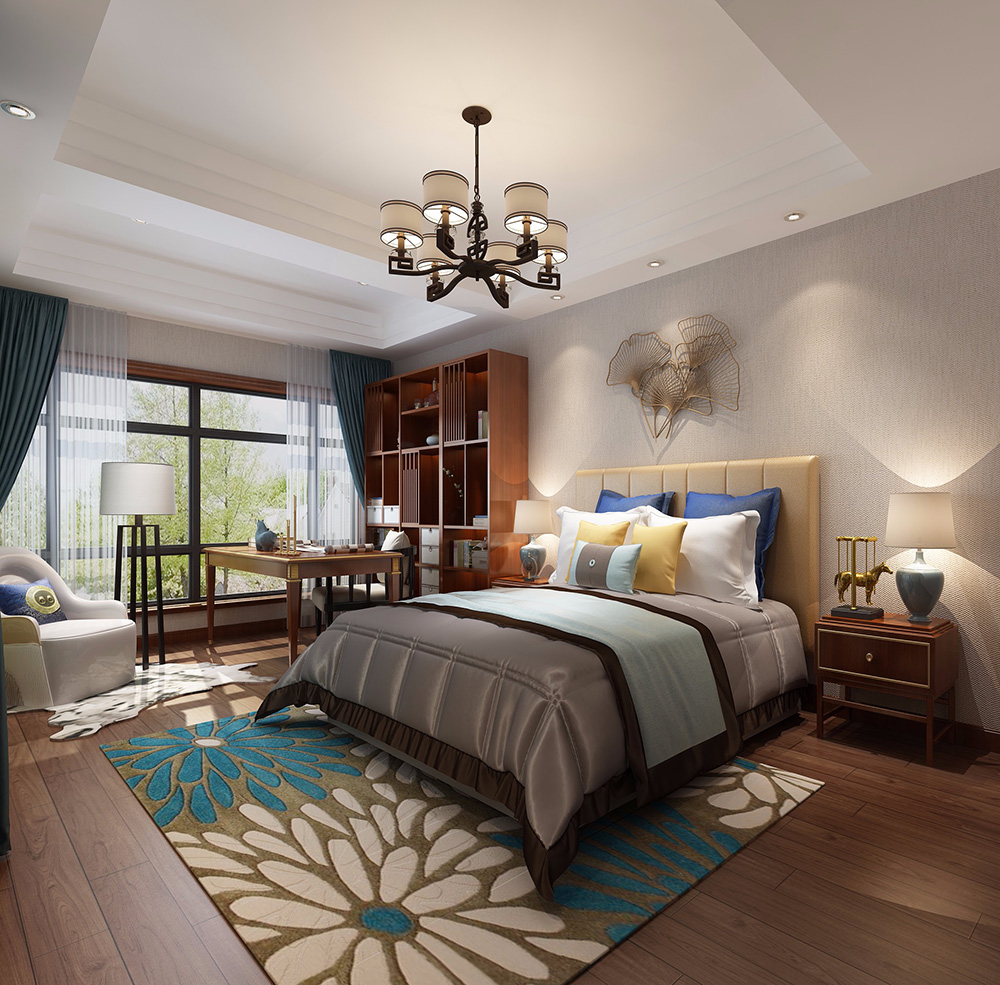 新中式風(fēng)格別墅裝修設(shè)計效果圖-力迅榕墅里別墅450平米-別墅主臥裝修設(shè)計 新中式風(fēng)格別墅裝修設(shè)計效果圖-力迅榕墅里別墅450平米-別墅主臥裝修設(shè)計