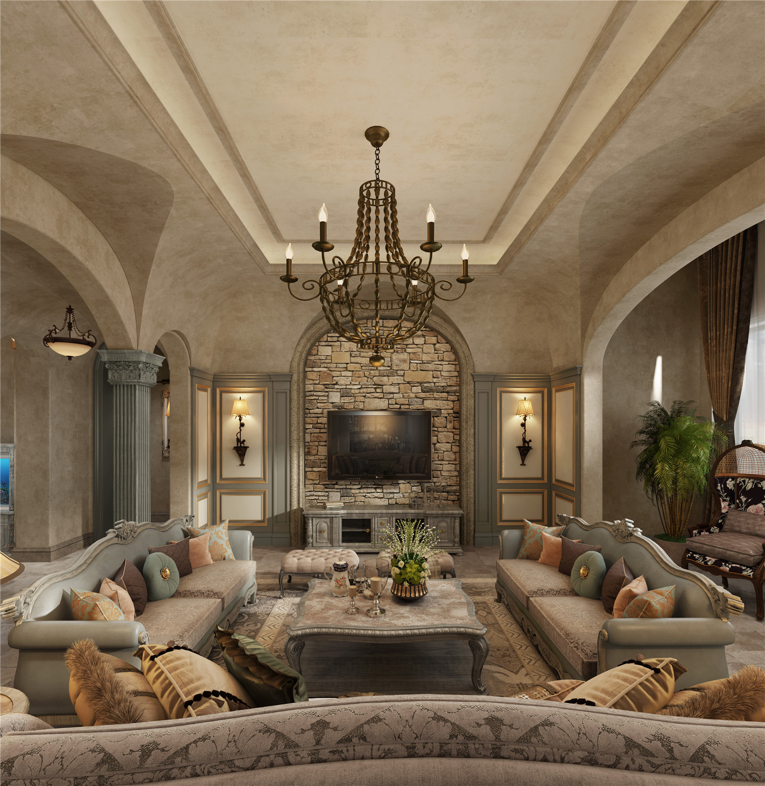 裝修案例歐式羅馬風(fēng)格室內(nèi)裝修效果圖-客廳 裝修案例歐式羅馬風(fēng)格室內(nèi)裝修效果圖-客廳