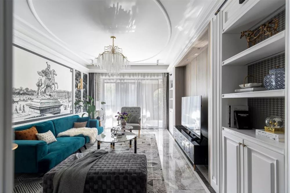 昭通市田壩頭8號附1號小區(qū)美式風格三居室裝修案例