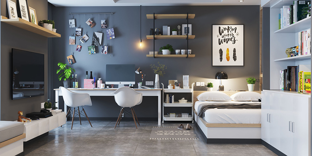 現(xiàn)代風格公寓裝修設計效果圖-客廳辦公區(qū)域 現(xiàn)代風格公寓裝修設計效果圖-客廳辦公區(qū)域