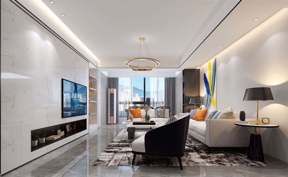 廣州市新世界凱粵灣輕奢風格三居室裝修案例