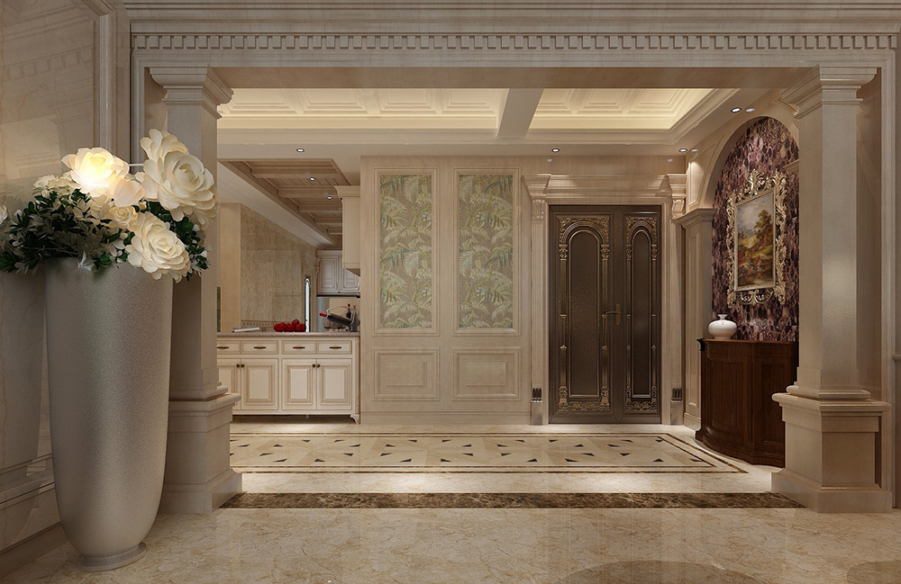 歐式風格別墅裝修設計效果圖-美的御海東郡別墅460平米-別墅玄關(guān)裝修設計