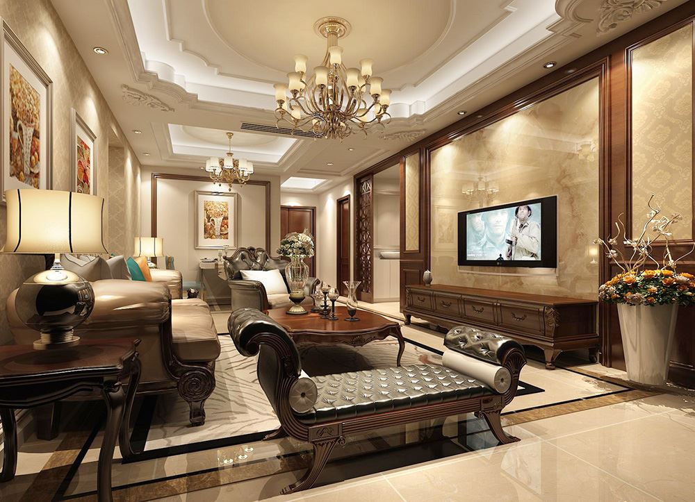 連云港市金秋情緣歐式風格三居室裝修案例