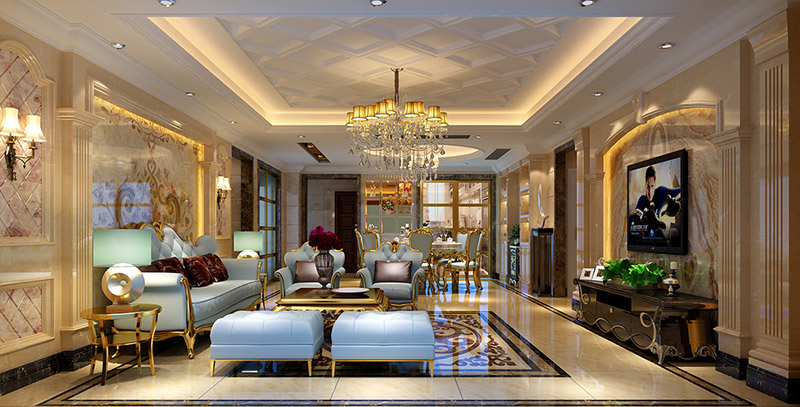 黃岐長信御景峰四居186平米歐式風格室內裝修案例-客廳 黃岐長信御景峰四居186平米歐式風格室內裝修案例-客廳