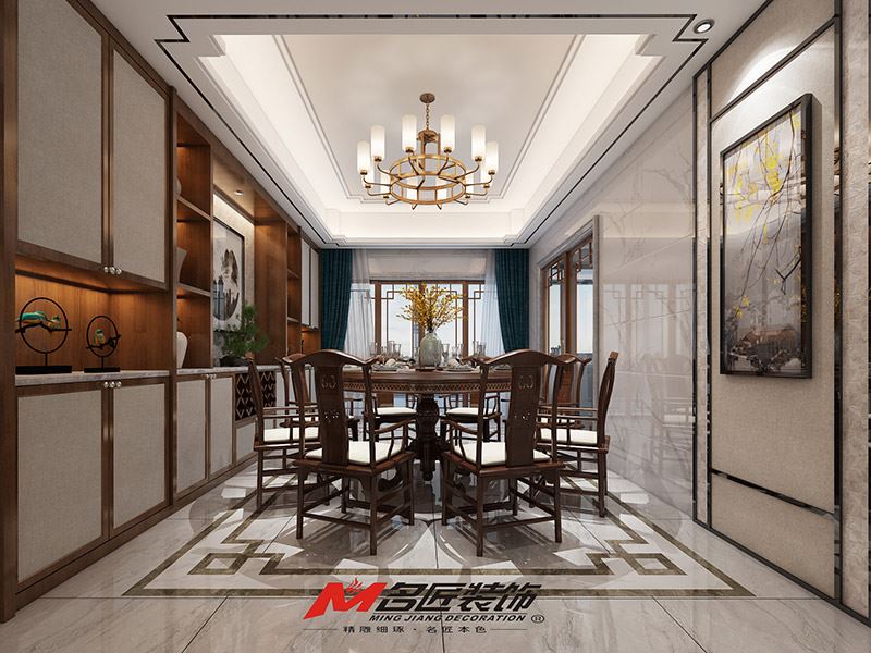 揭陽市港泰豪庭新中式風(fēng)格三居室裝修案例