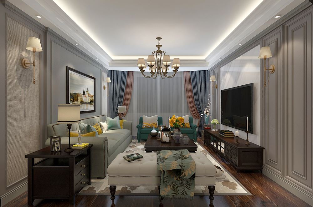 連云港市德匯花園美式風(fēng)格三居室裝修案例