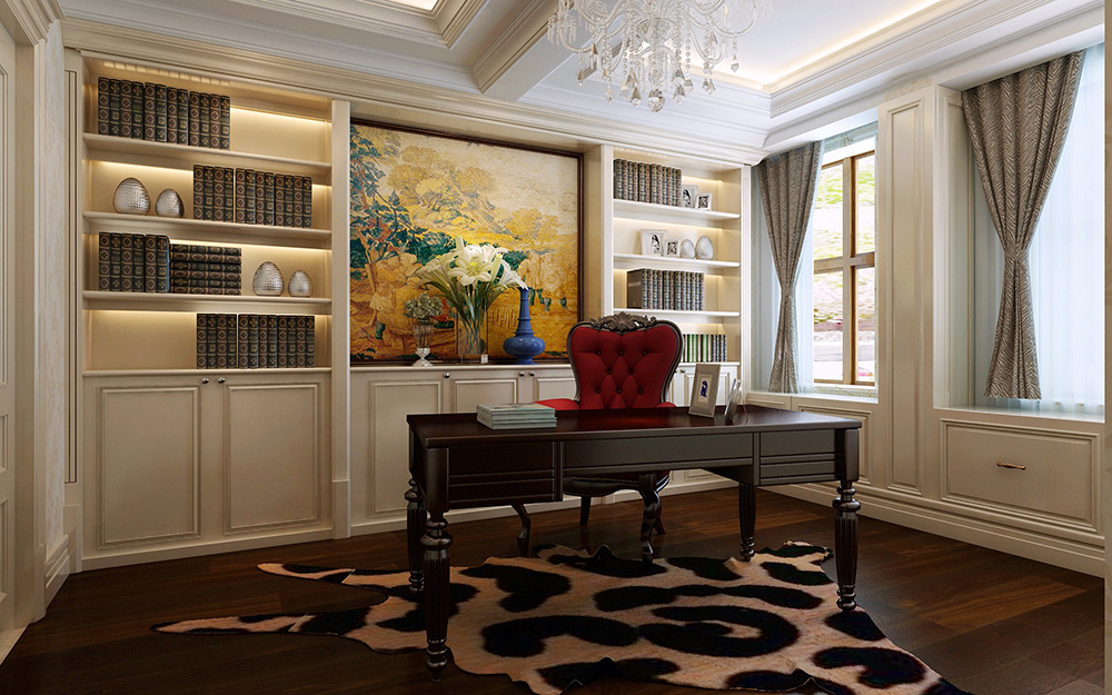 歐式風(fēng)格別墅裝修設(shè)計(jì)效果圖-龍光天瀛別墅430平米-別墅書房裝修設(shè)計(jì) 歐式風(fēng)格別墅裝修設(shè)計(jì)效果圖-龍光天瀛別墅430平米-別墅書房裝修設(shè)計(jì)