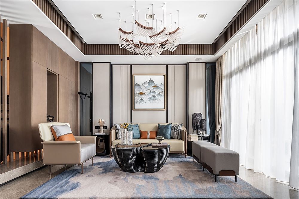 江門市恒大泉都別墅新中式風(fēng)格別墅裝修案例