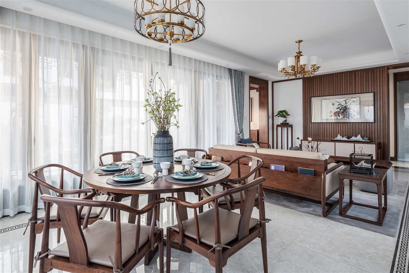 新中式風(fēng)格室內(nèi)家裝案例效果圖-餐廳 新中式風(fēng)格室內(nèi)家裝案例效果圖-餐廳