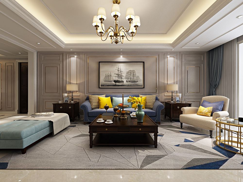 佛山市美的鷺湖森林度假區(qū)美式風格四居室裝修案例