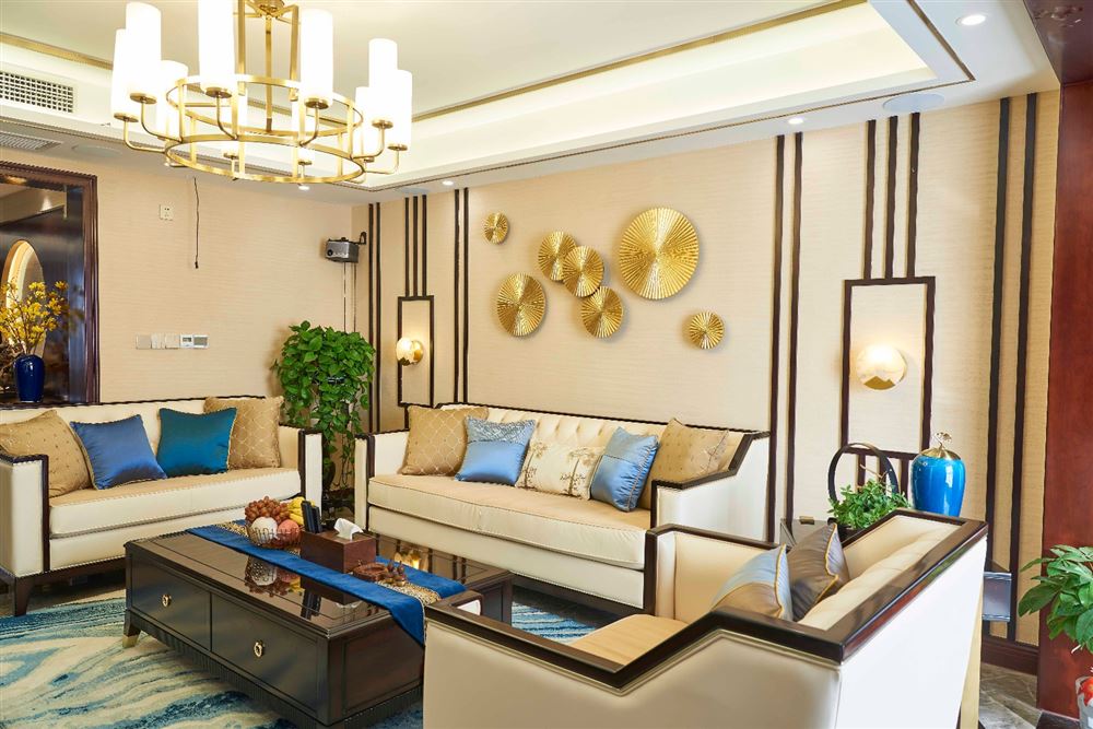 廣州市富力桃園新中式風格三居室裝修案例