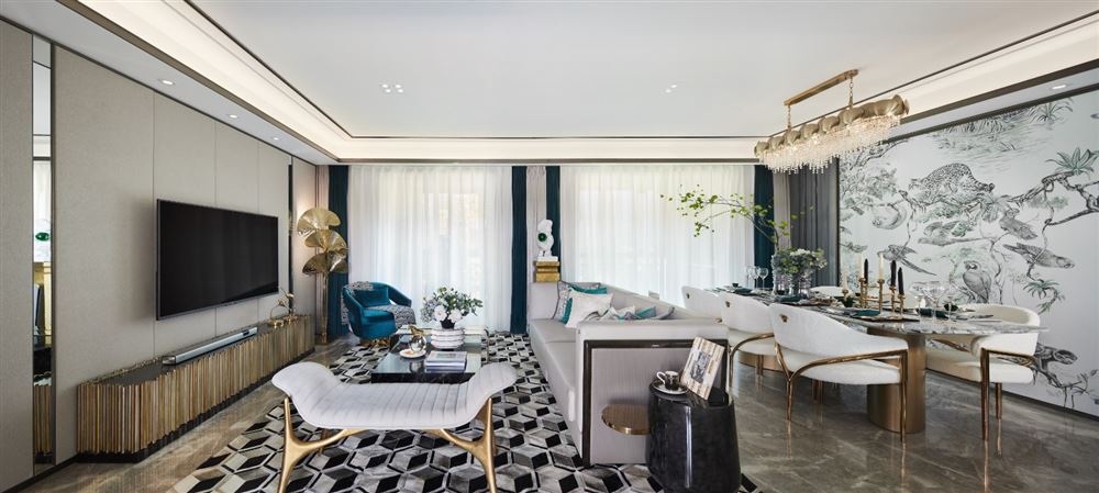 自貢市北湖山水華庭新中式風(fēng)格四居室裝修案例