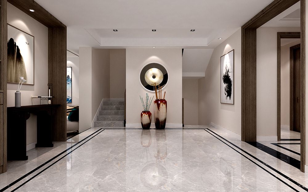 昭通市公務(wù)員小區(qū)新中式風格二居室裝修案例