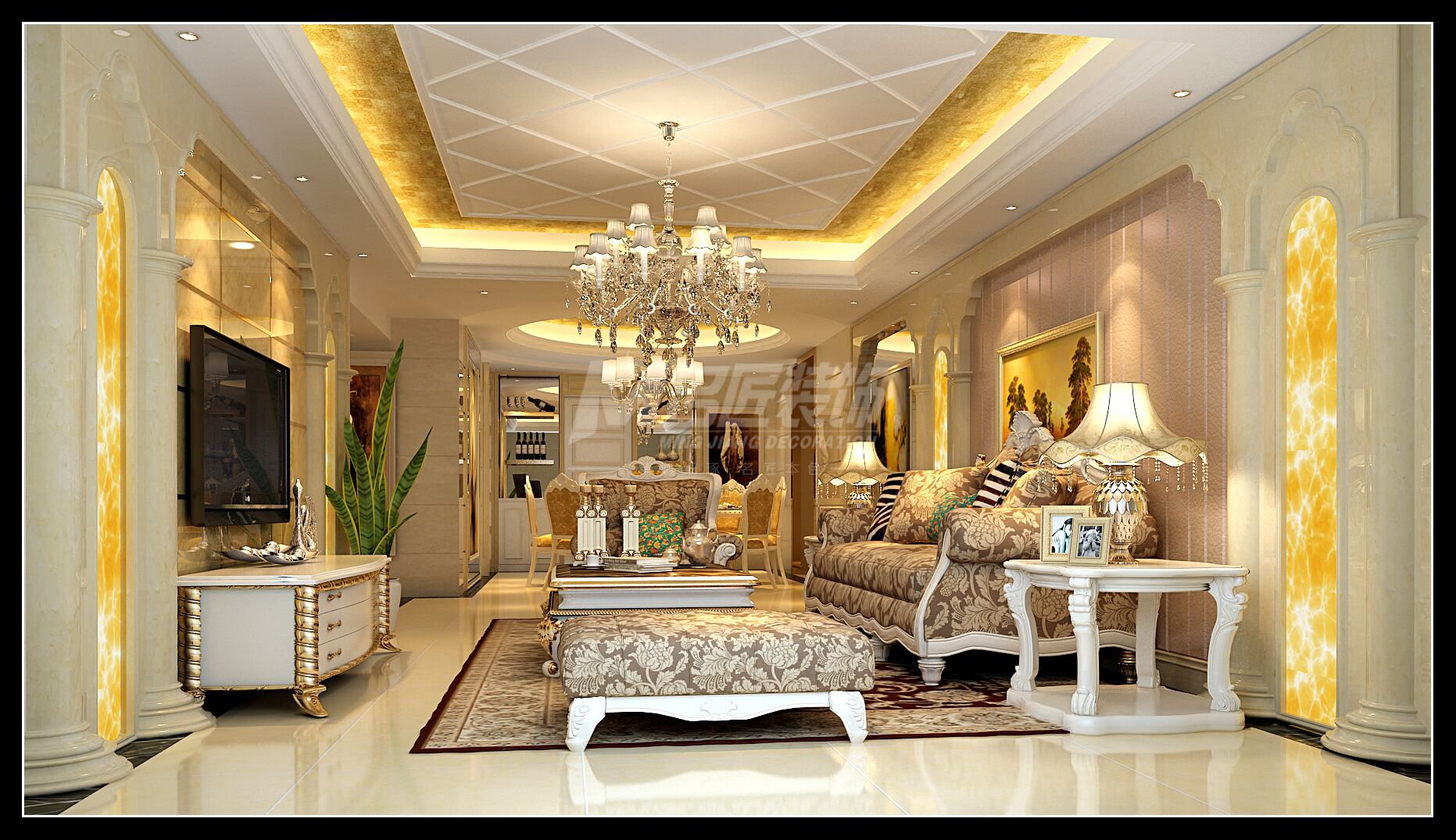 廣州市保利紫薇花園歐式風(fēng)格四居室裝修案例