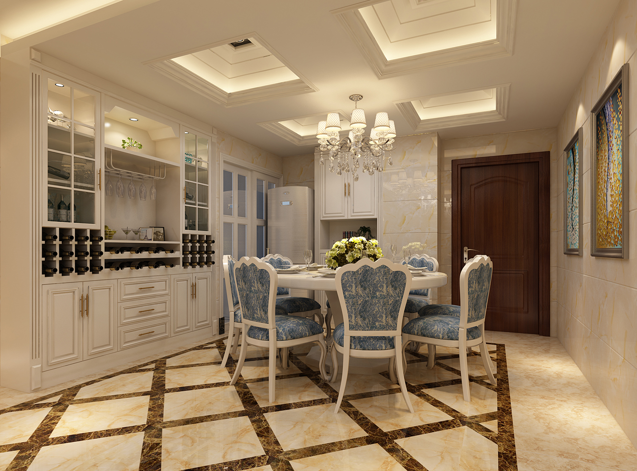 廣州市遠洋招商保利東灣歐式風格三居室裝修案例