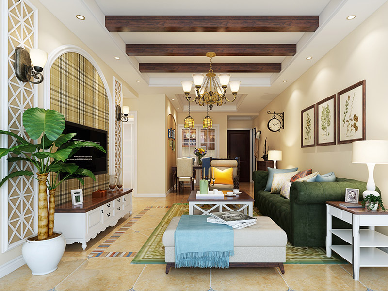 萬(wàn)晟城華府三居102平米田園風(fēng)格裝修案例-客廳 萬(wàn)晟城華府三居102平米田園風(fēng)格裝修案例-客廳