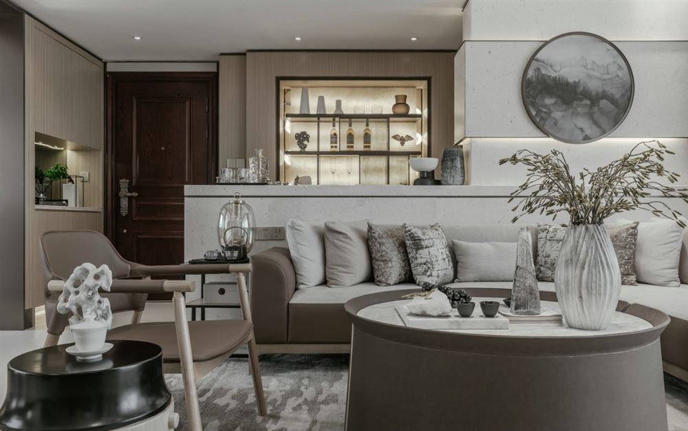 江門市萬科翡翠中央新中式風格三居室裝修案例