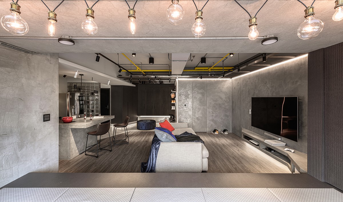 現(xiàn)代工業(yè)風格家裝設計室內(nèi)裝修效果圖-客廳 現(xiàn)代工業(yè)風格家裝設計室內(nèi)裝修效果圖-客廳