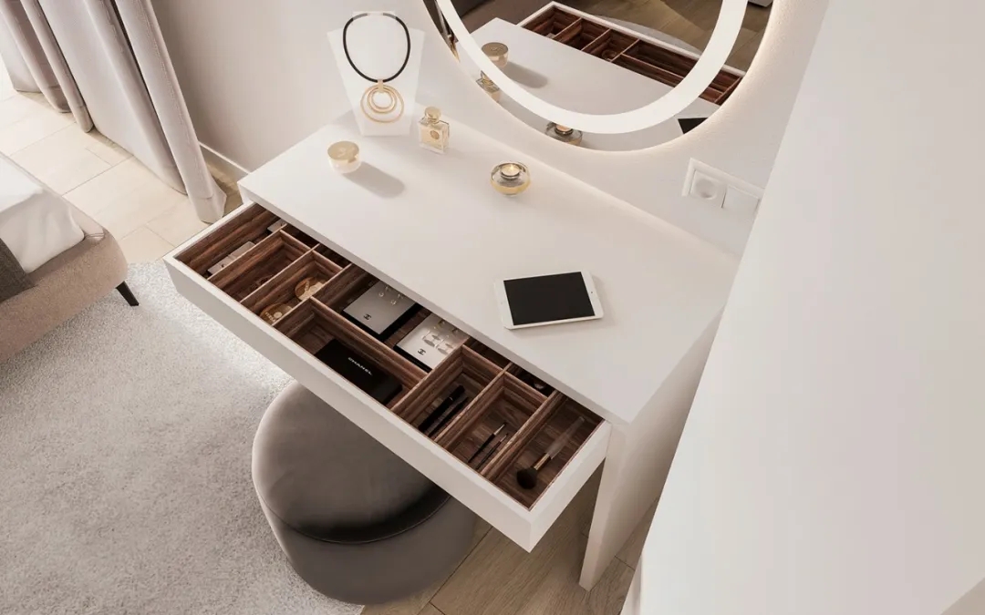 裝修案例輕奢簡約風(fēng)格室內(nèi)裝修效果圖-主臥梳妝臺 裝修案例輕奢簡約風(fēng)格室內(nèi)裝修效果圖-主臥梳妝臺