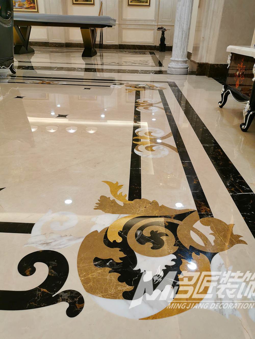 歐式別墅裝修設計-會客廳地面大理石裝飾 歐式別墅裝修設計-會客廳地面大理石裝飾