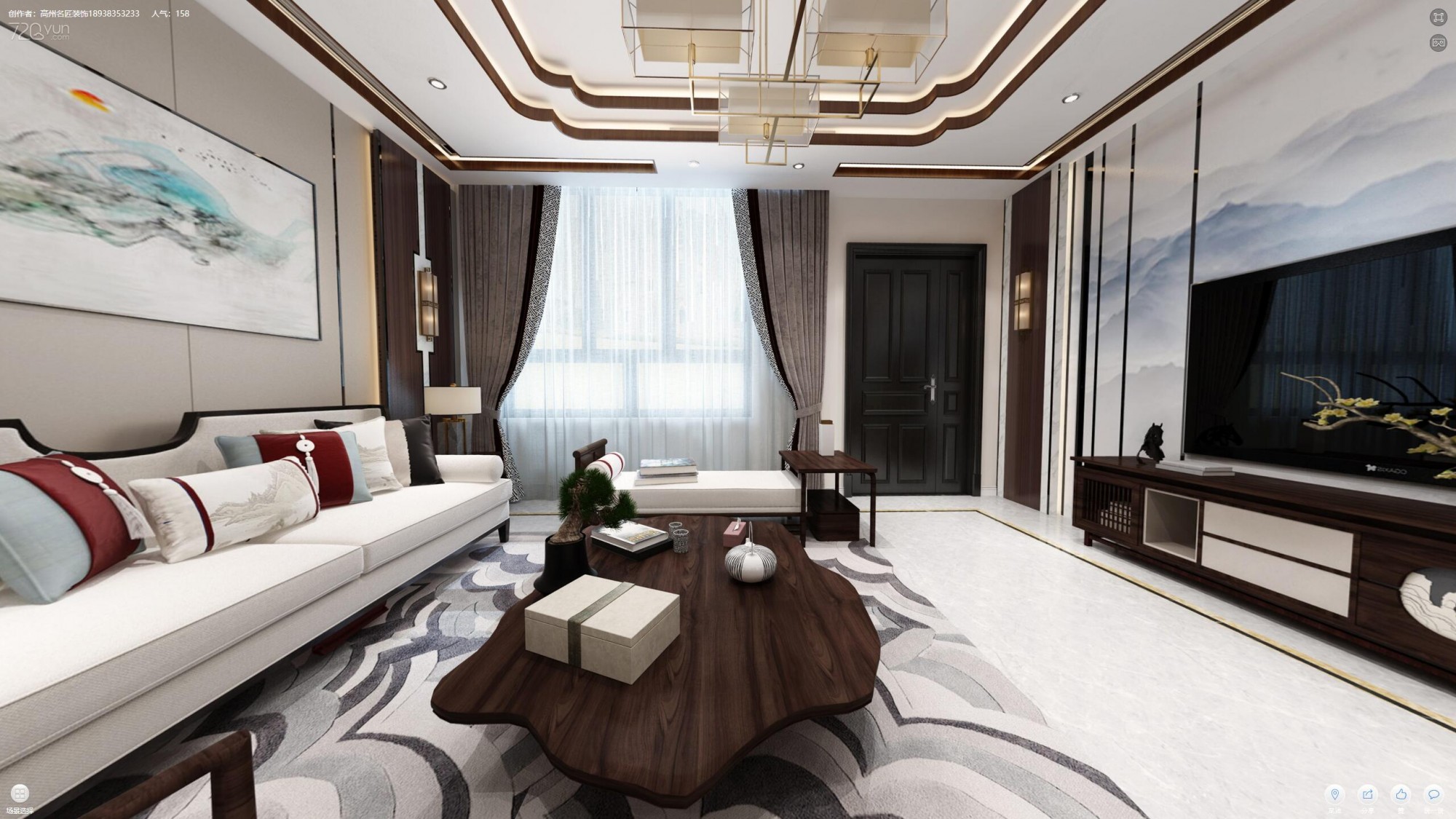 佛山市鵬瑞·三龍灣1號(hào)新中式風(fēng)格別墅裝修案例