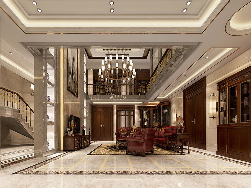 常州市陽光龍庭新中式風(fēng)格別墅裝修案例