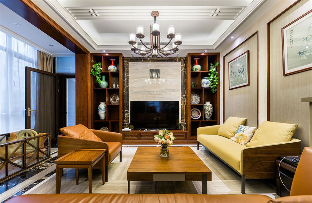 自貢市半島別院新中式風(fēng)格別墅裝修案例