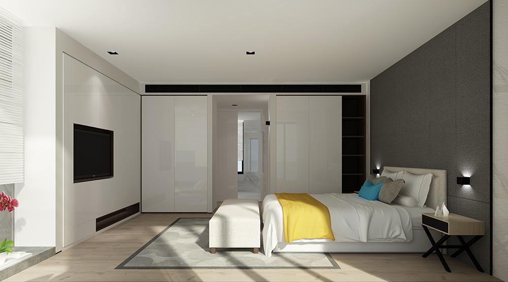 現(xiàn)代極簡(jiǎn)風(fēng)格別墅裝修設(shè)計(jì)效果圖-迎江"逸"墅·碧桂園-別墅裝修設(shè)計(jì)二樓主臥室 現(xiàn)代極簡(jiǎn)風(fēng)格別墅裝修設(shè)計(jì)效果圖-迎江"逸"墅·碧桂園-別墅裝修設(shè)計(jì)二樓主臥室