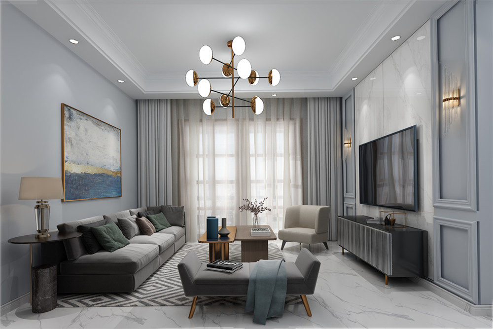 南寧市嘉和城高迪山別墅現(xiàn)代簡約風格三居室裝修案例