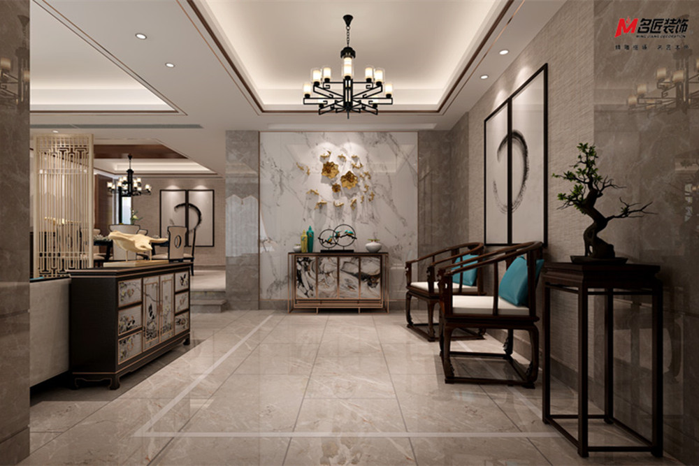 合肥市金隅大成郡新中式風格四居室裝修案例