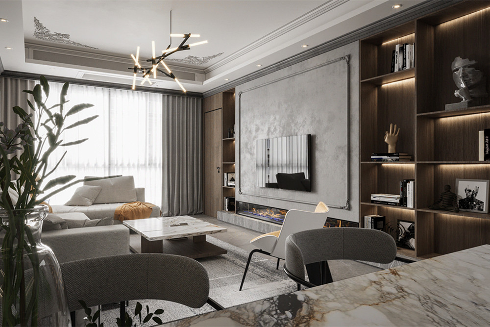 嘉興市匯宇·都市花園輕奢風(fēng)格三居室裝修案例