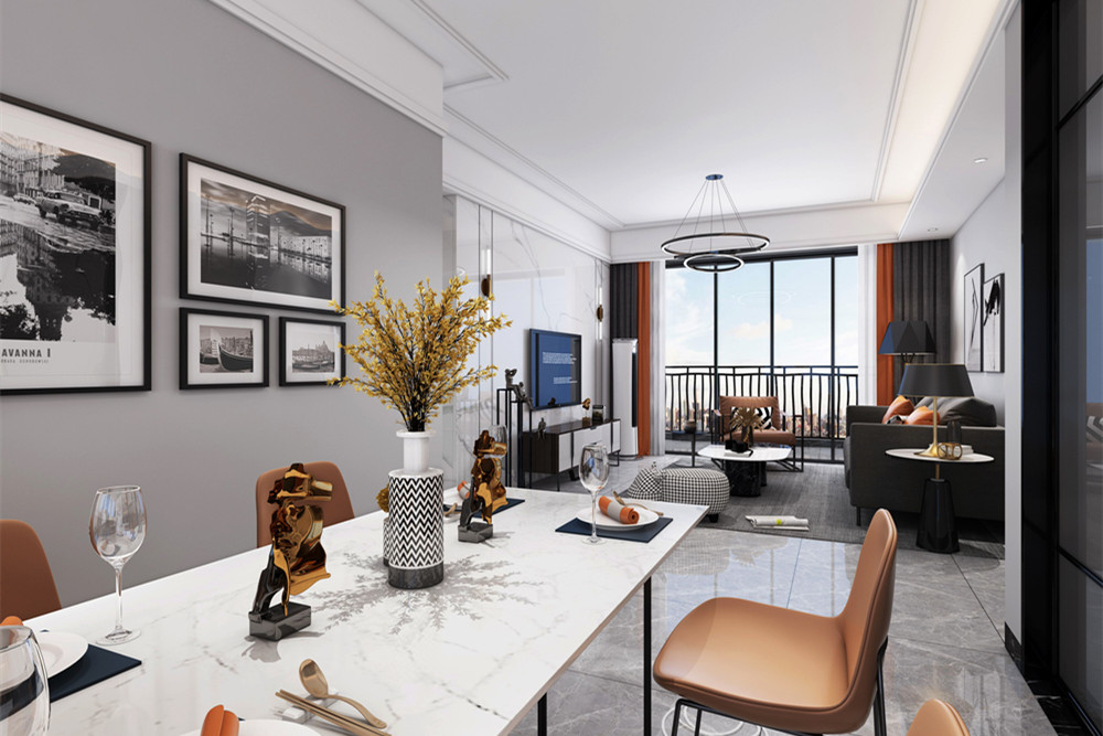 中山市健康花城輕奢風(fēng)格三居室裝修案例