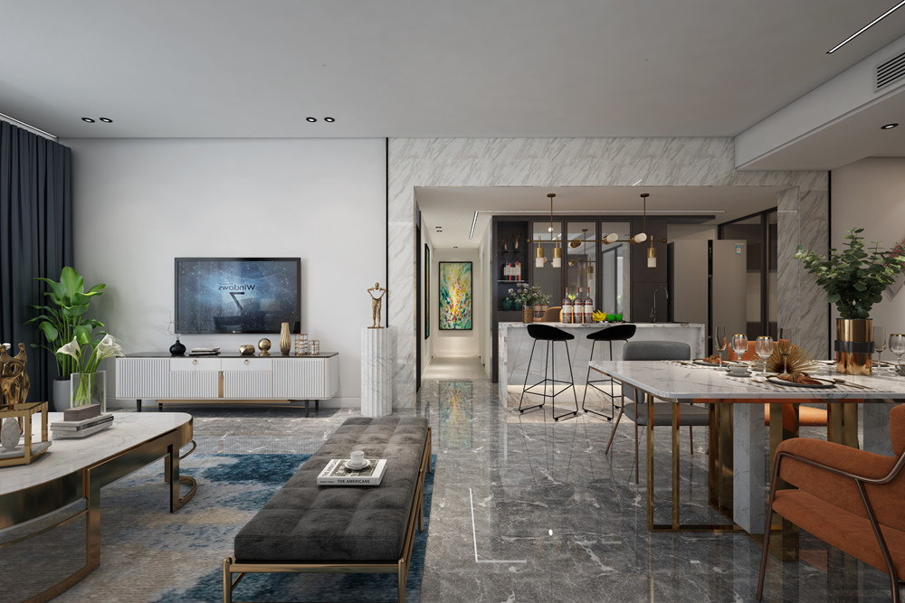 中山市保利碧桂園領(lǐng)秀?，F(xiàn)代簡(jiǎn)約風(fēng)格三居室裝修案例