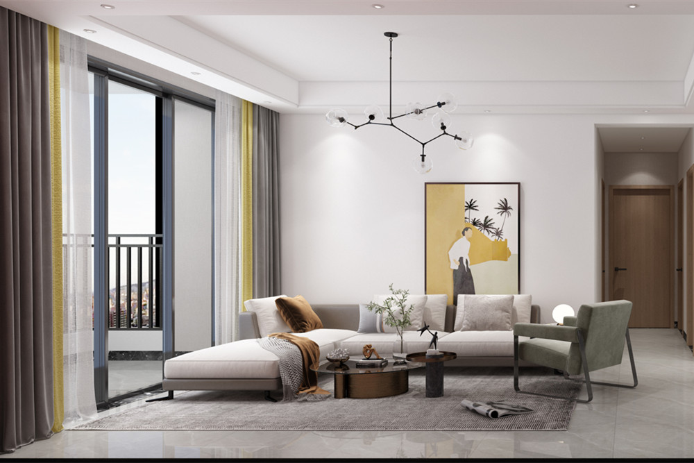 中山市盈彩美地現(xiàn)代簡約風(fēng)格三居室裝修案例