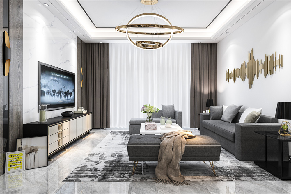 中山市盈彩美地輕奢風(fēng)格三居室裝修案例