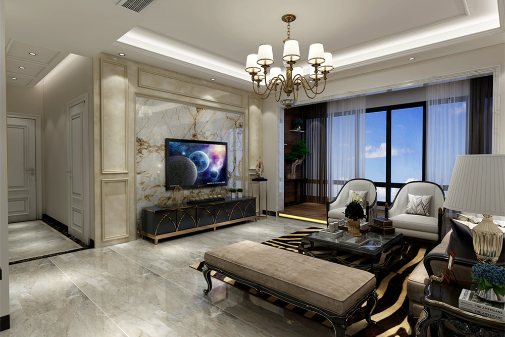 梧州市東興花園美式風格四居室裝修案例