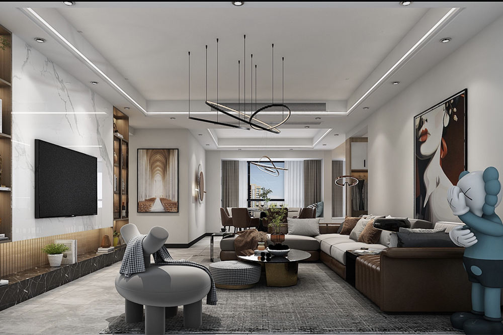 云浮市安康樓現(xiàn)代簡(jiǎn)約風(fēng)格三居室裝修案例