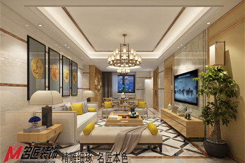 梧州市尙祺1號(hào)住宅小區(qū)新中式風(fēng)格四居室裝修案例